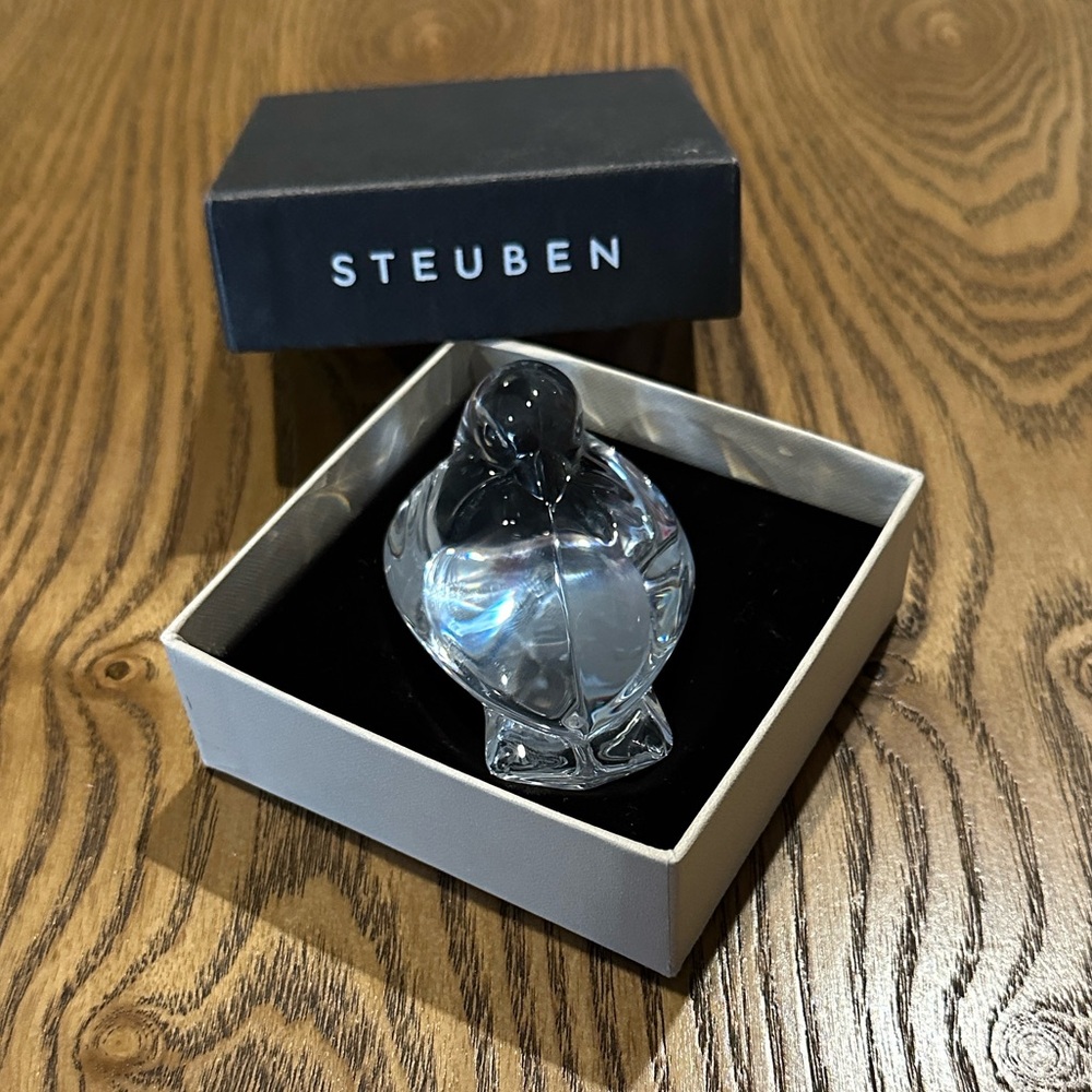 Steuben Peace Dove Crystal Hand Cooler With Original Box